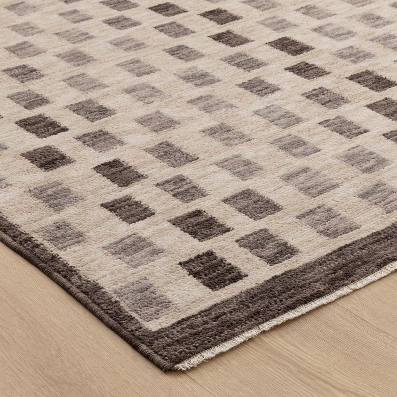 Vista Checkered Ivory Brown Rug