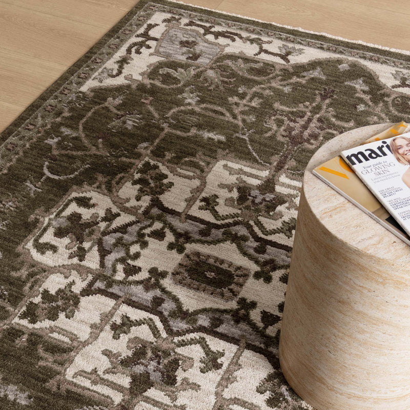 Vista Medallion Ivory OliveGreen Rug