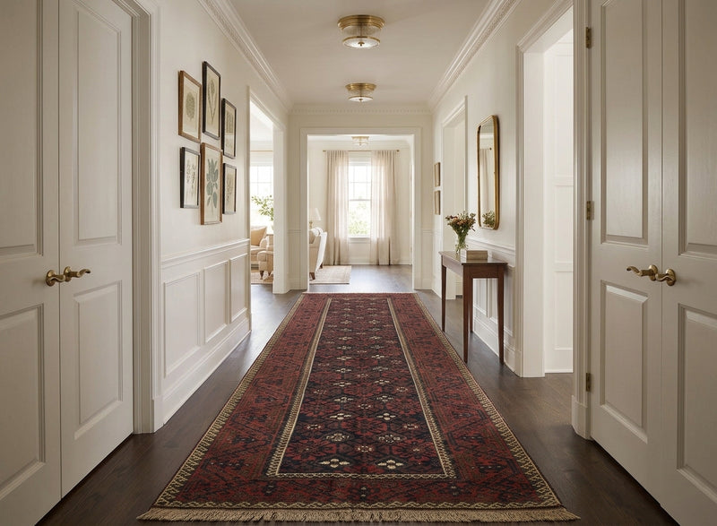 Hand knotted Persian Balouch Authentic Red Green Rug