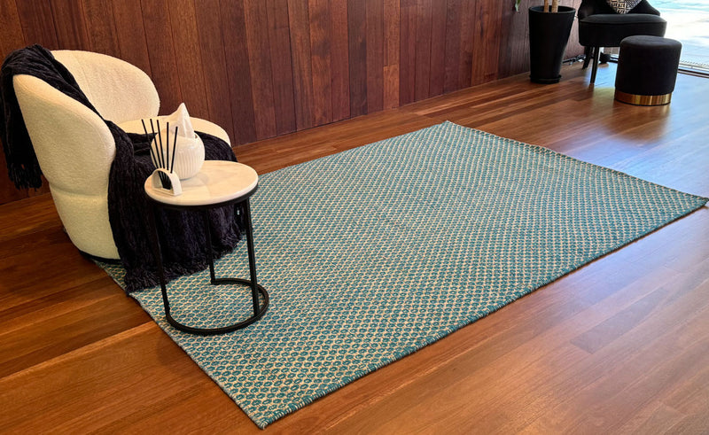 Geezer Sahar Moroccan Blue Turquoise Rug