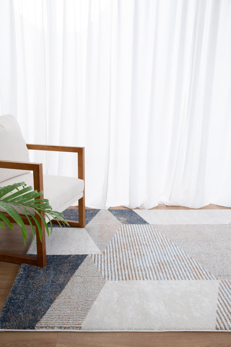 privilege Geometric Blue Multi Rug