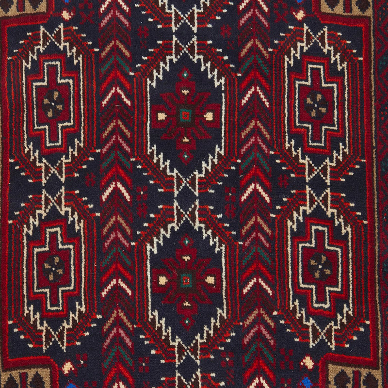 Hand knotted Persian Balouch Geometric Red Beige Rug