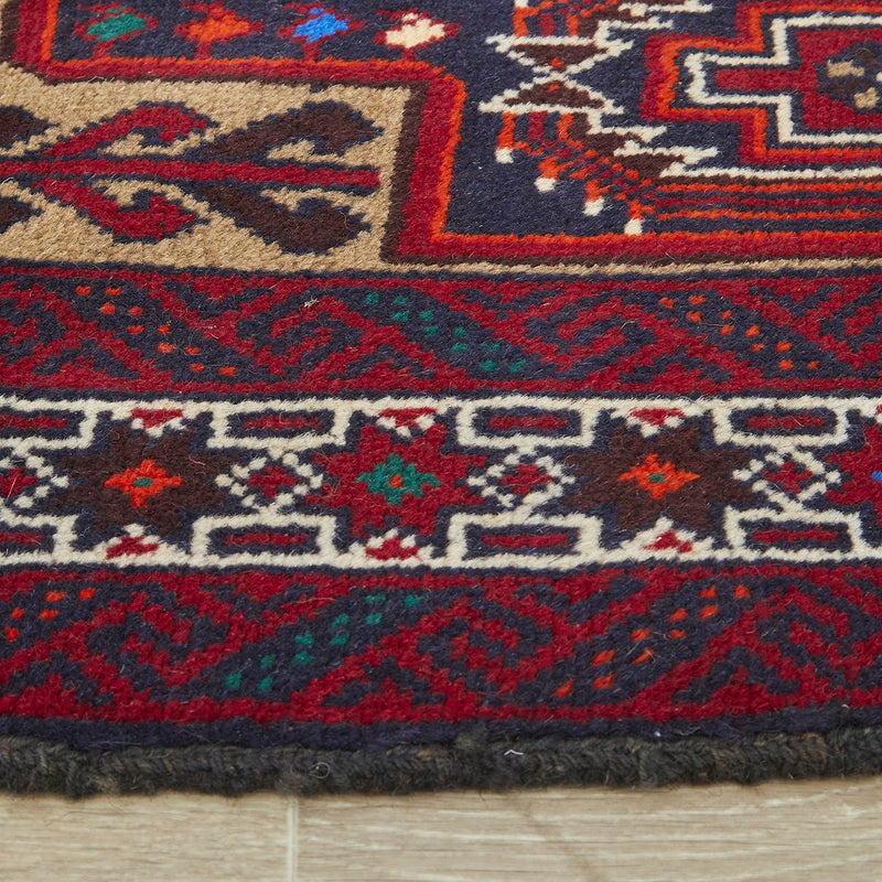 Hand knotted Persian Balouch Geometric Red Beige Rug