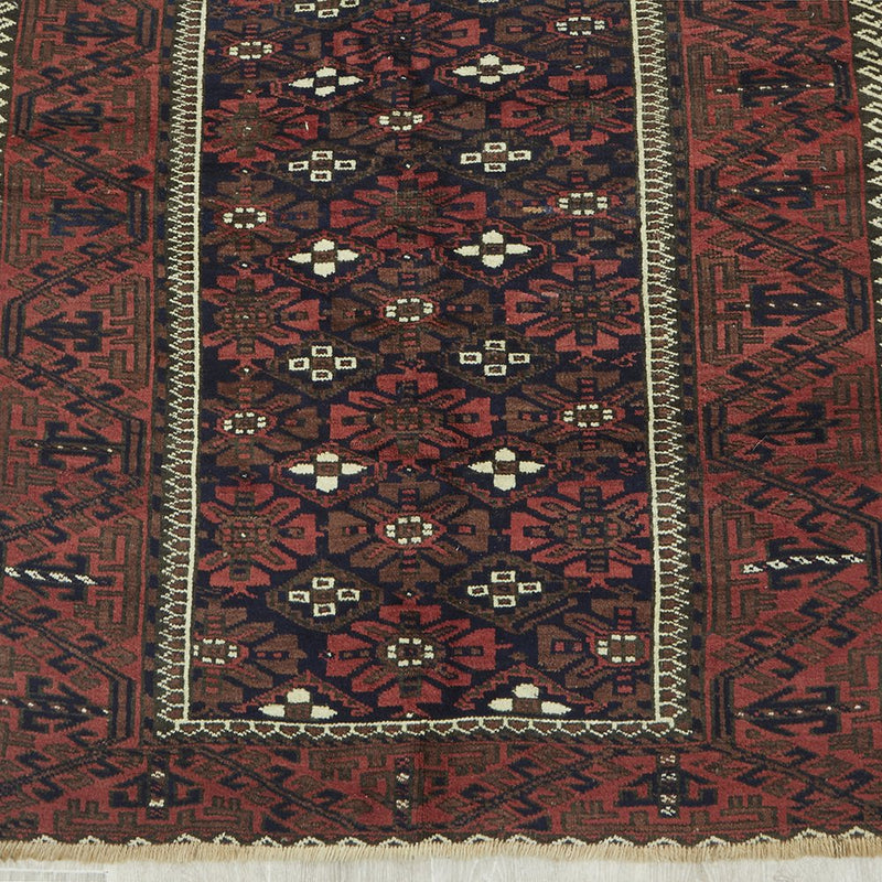 Hand knotted Persian Balouch Authentic Red Green Rug