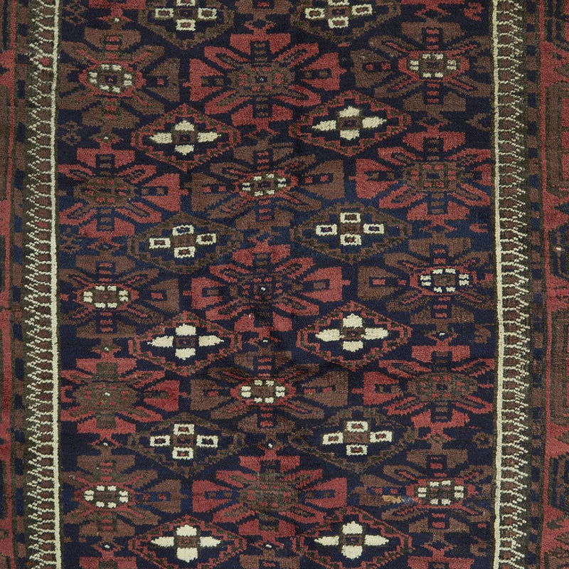 Hand knotted Persian Balouch Authentic Red Green Rug
