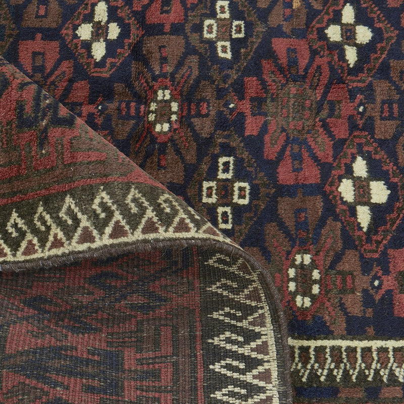 Hand knotted Persian Balouch Authentic Red Green Rug