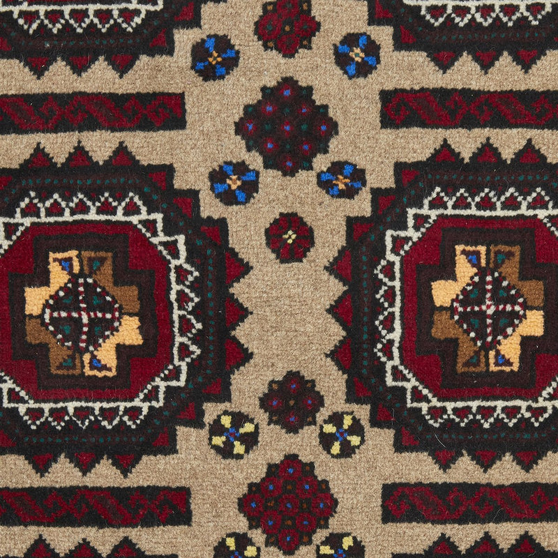 Hand knotted Persian Balouch Cream Red Rug