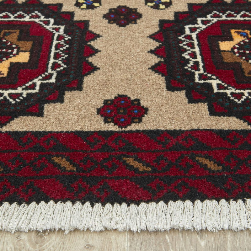 Hand knotted Persian Balouch Cream Red Rug