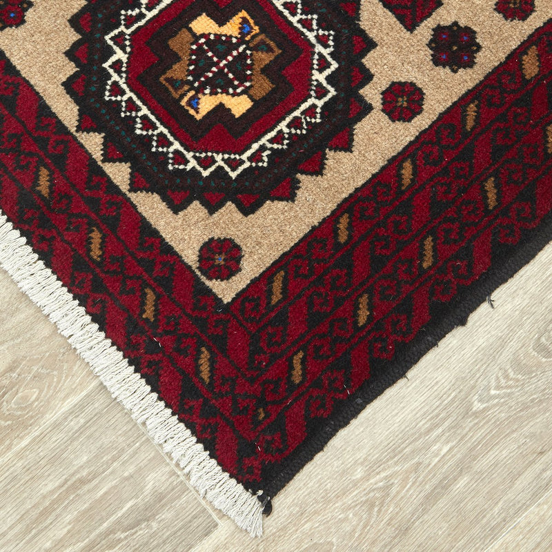 Hand knotted Persian Balouch Cream Red Rug
