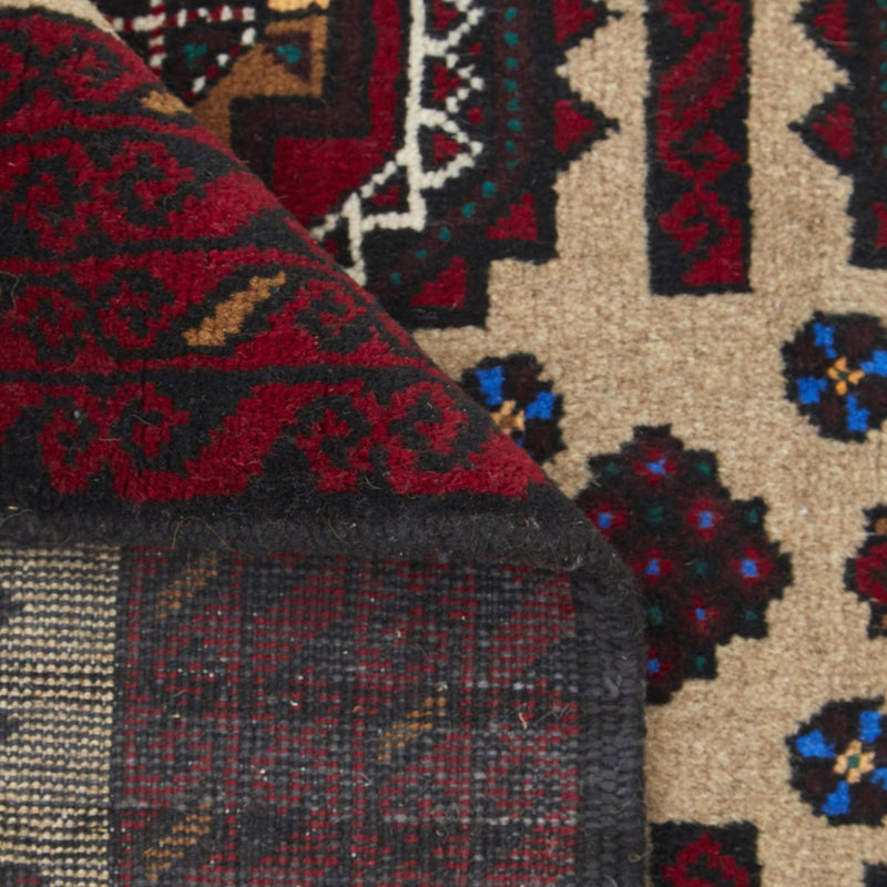 Hand knotted Persian Balouch Cream Red Rug