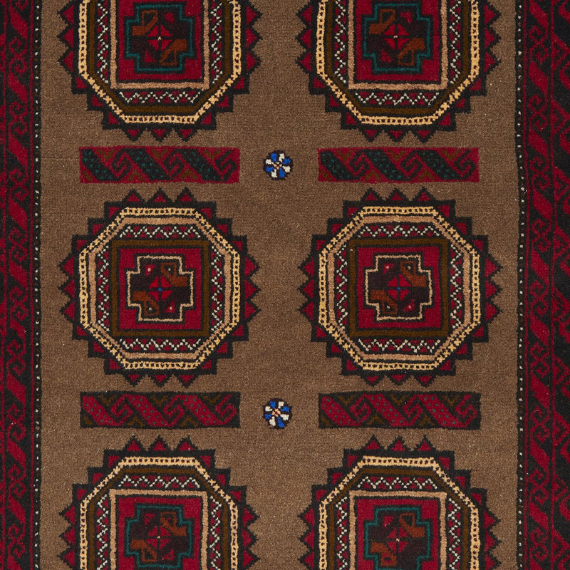 Hand knotted Persian Balouch Beige Red Rug