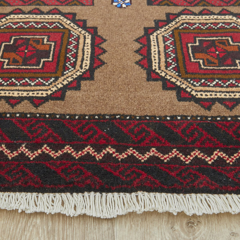 Hand knotted Persian Balouch Beige Red Rug