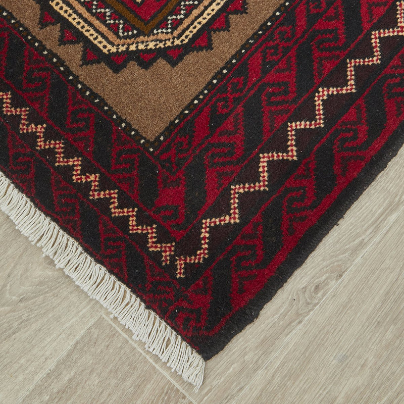 Hand knotted Persian Balouch Beige Red Rug