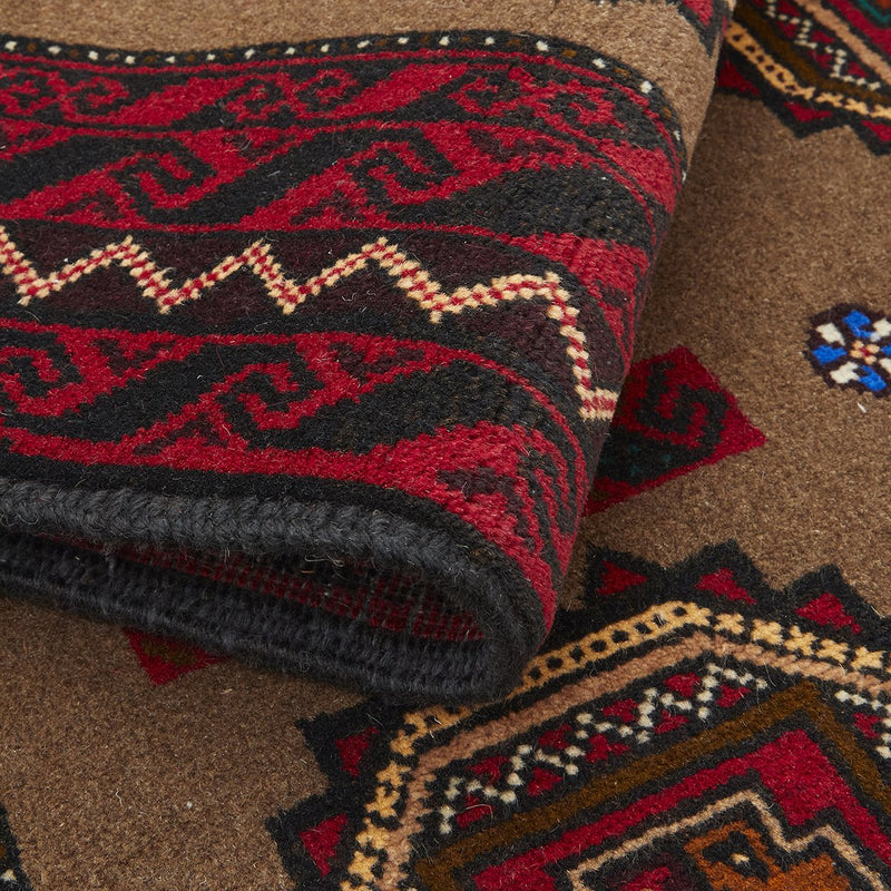 Hand knotted Persian Balouch Beige Red Rug