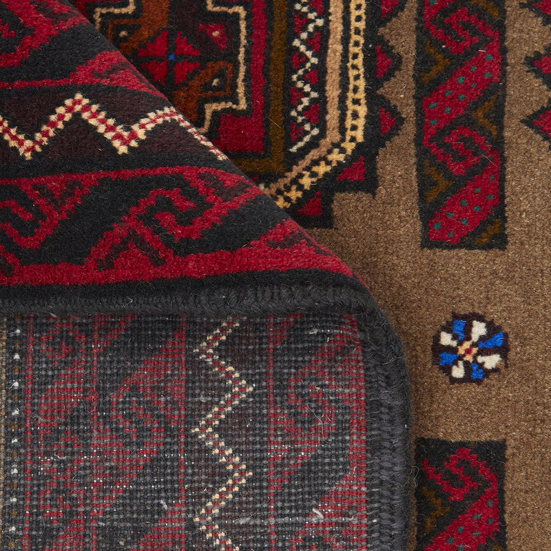 Hand knotted Persian Balouch Beige Red Rug