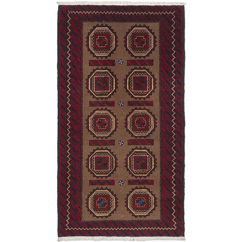 Hand knotted Persian Balouch Beige Red Rug