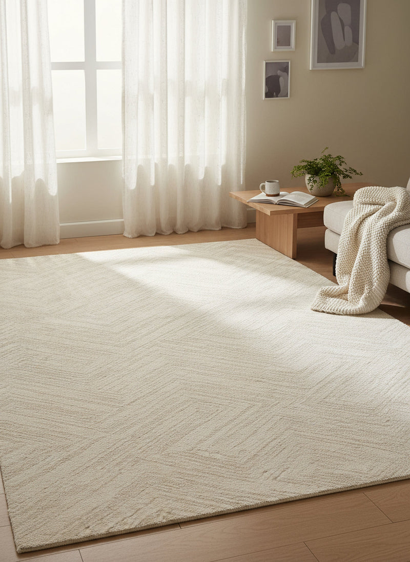 Scandinavian Shaggy Wave Cream Rug