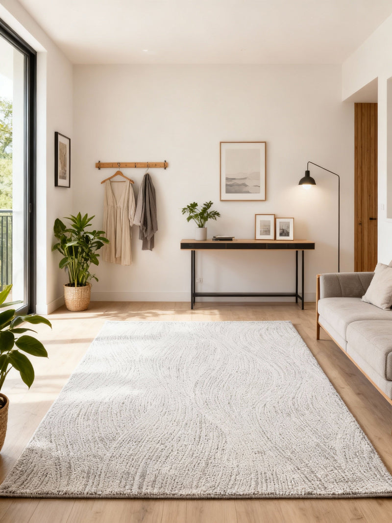 Scandinavian Shaggy Flow Light Grey Rug