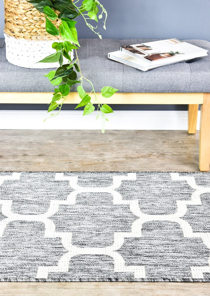 Long Island Trellis Light Grey beige Runner Rug