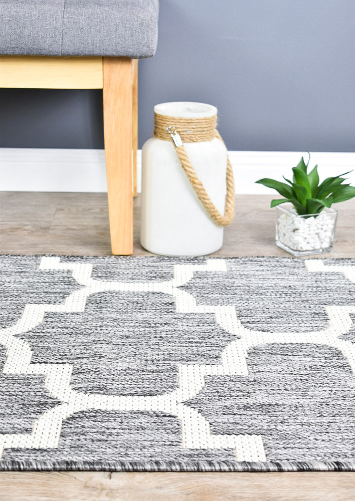 Long Island Trellis Light Grey beige Runner Rug