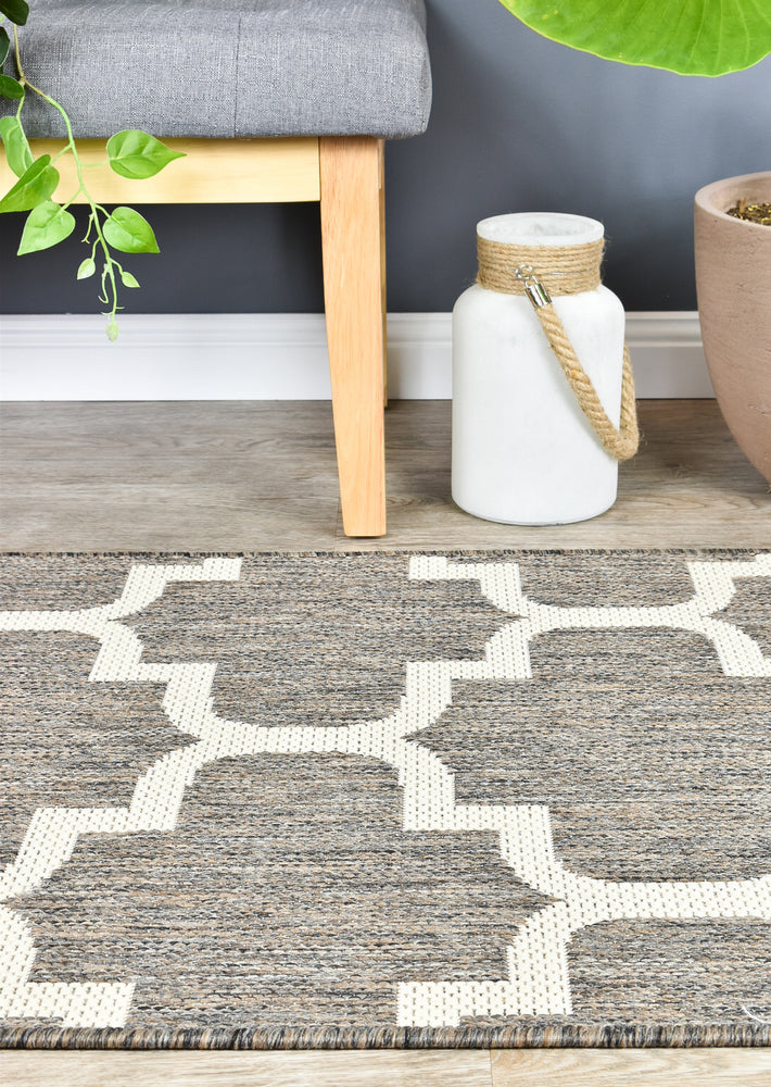 Long Island Trellis Beige Grey Runner Rug