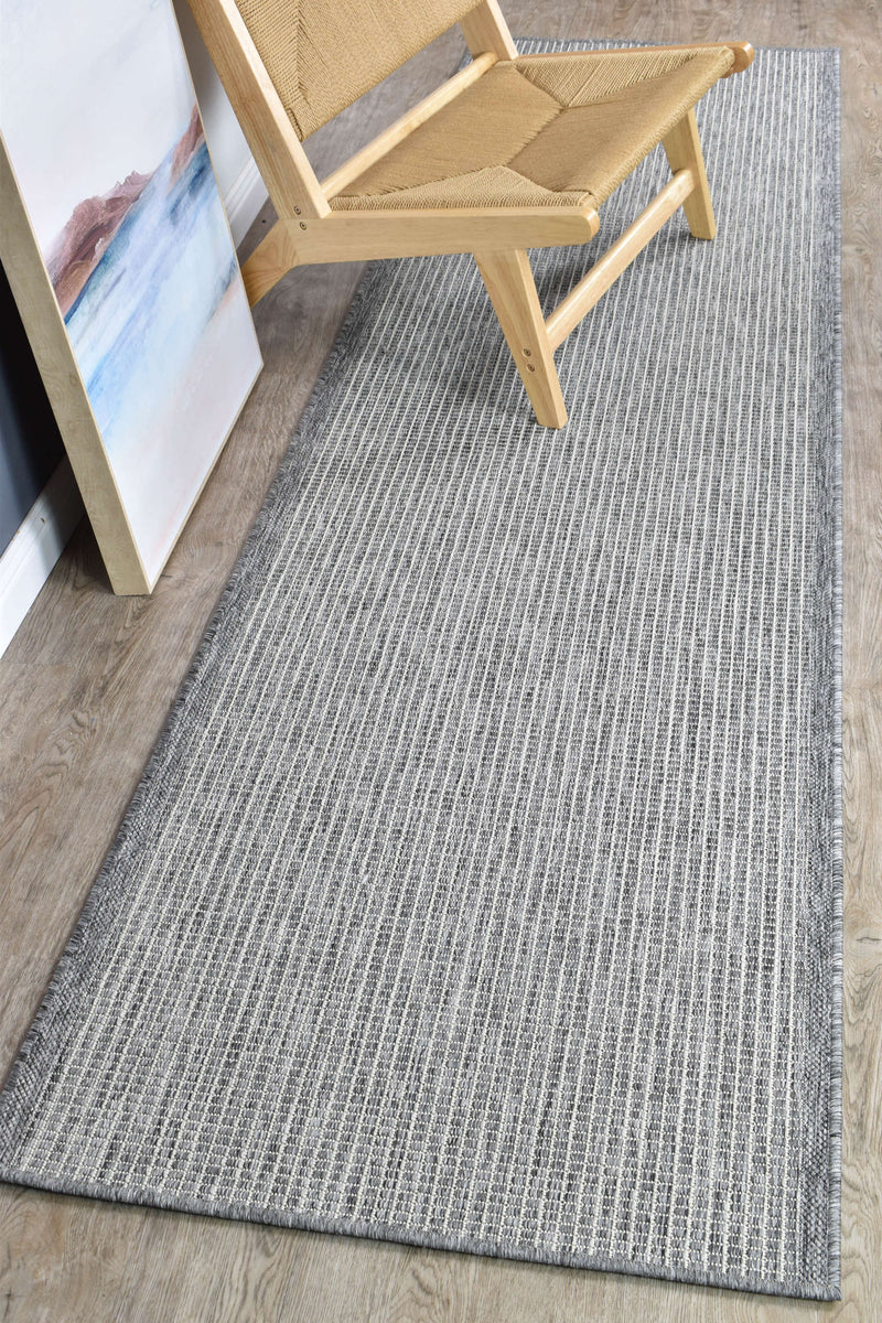 Long Island Plain Light Grey Runner Rug