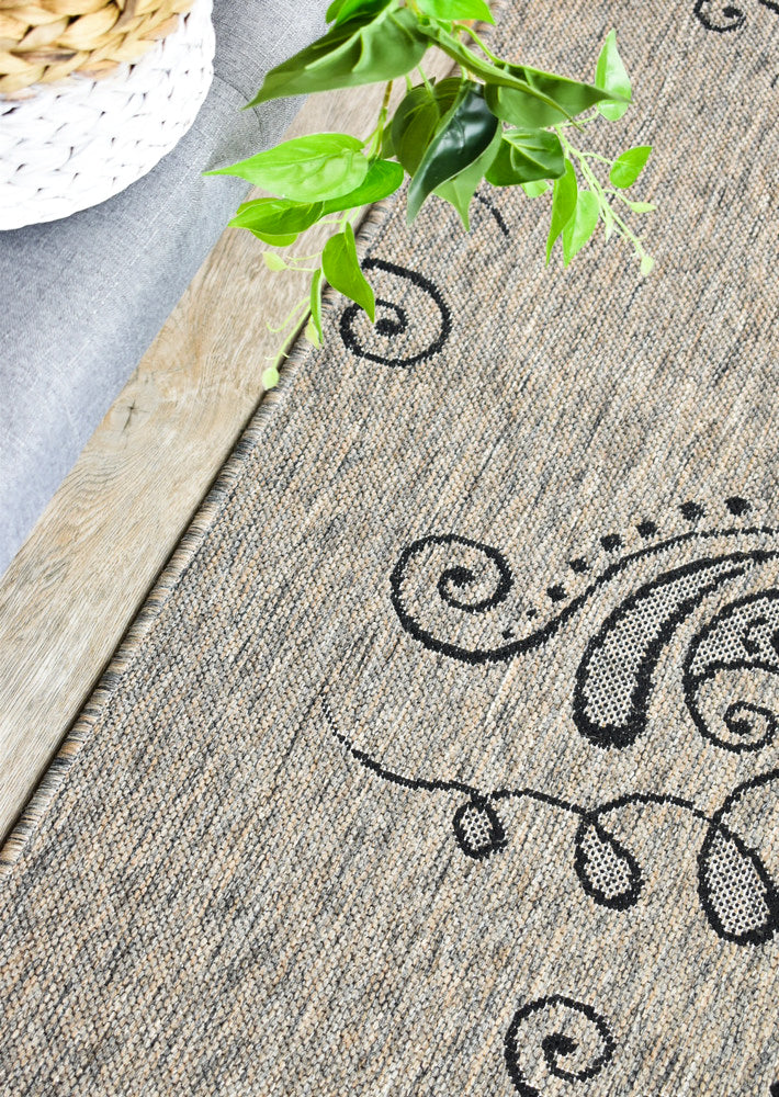 Long Island Tree Beige Grey Runner Rug