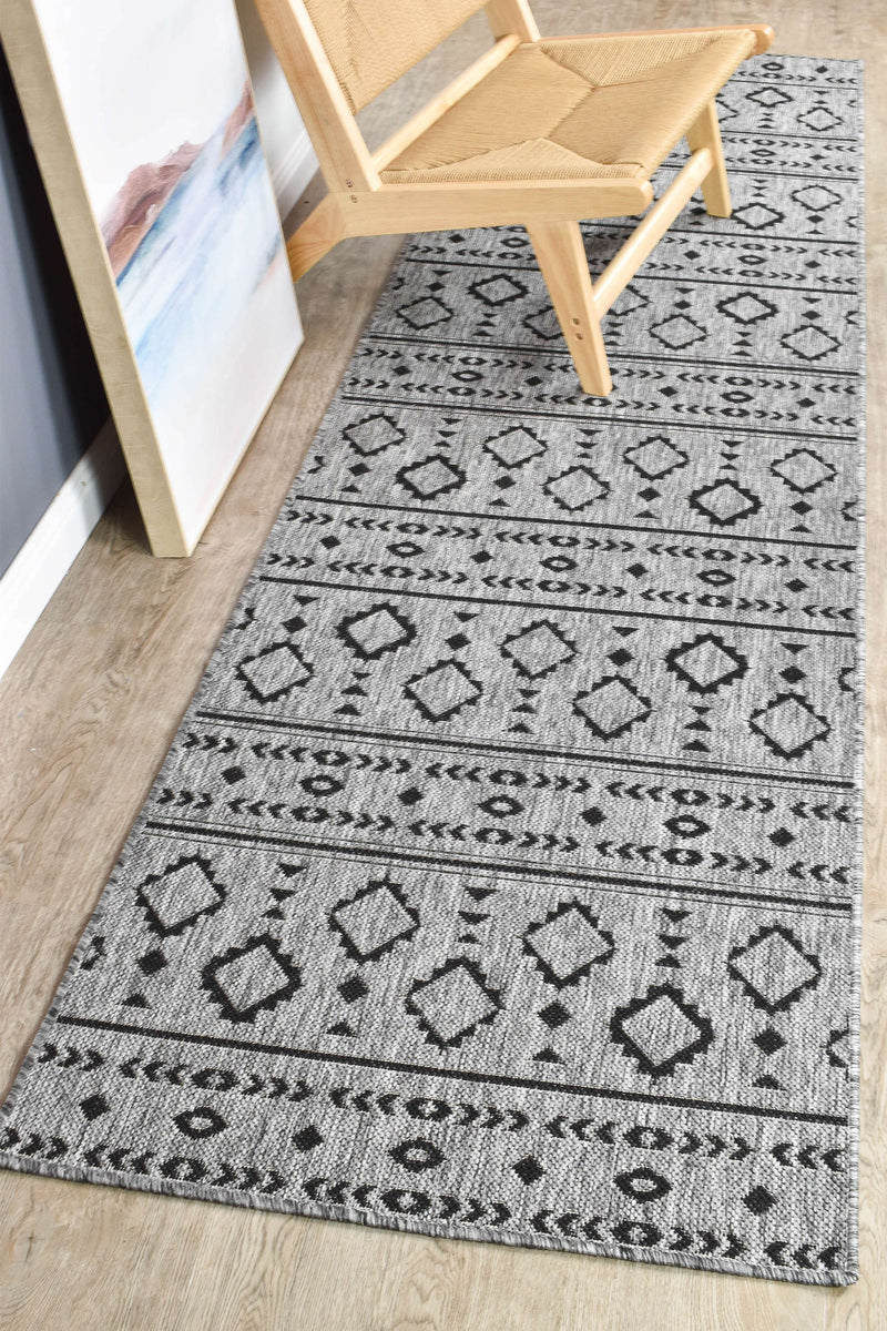 Long Island Tribal Grey Runner Rug