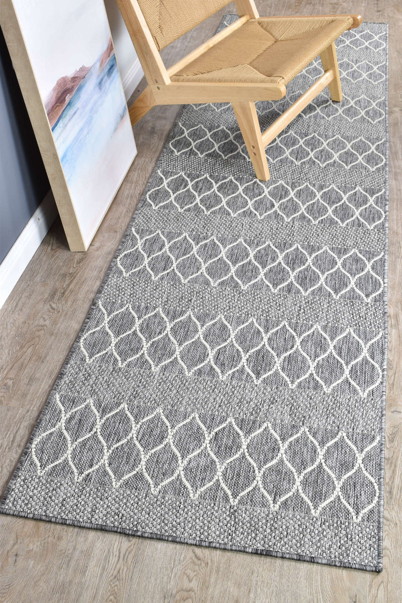 Long Island Trellise strip Grey Runner Rug