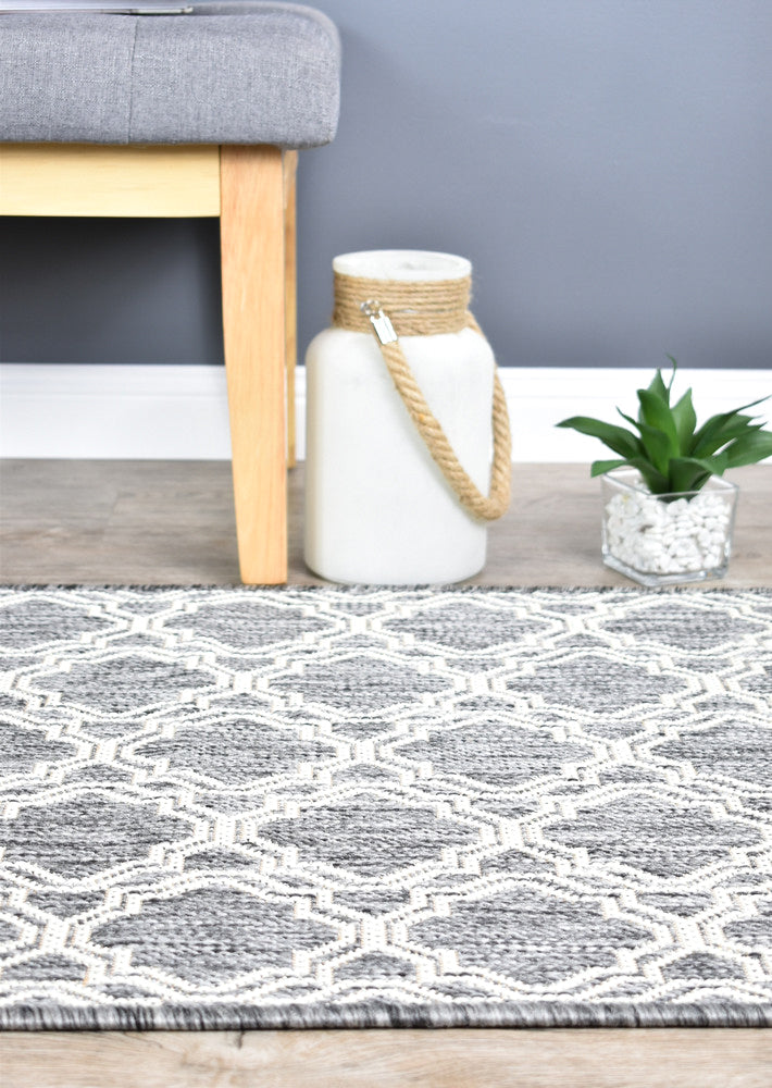 Long Island Trellis Light Grey Runner Rug