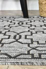 Long Island Star Grey Black Runner Rug