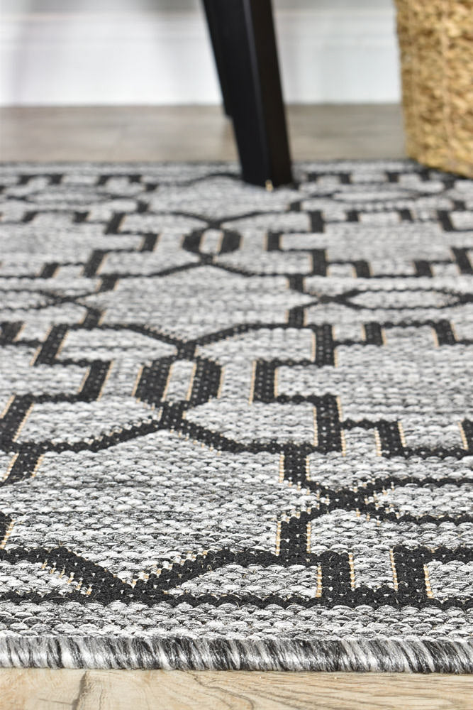 Long Island Star Grey Black Runner Rug