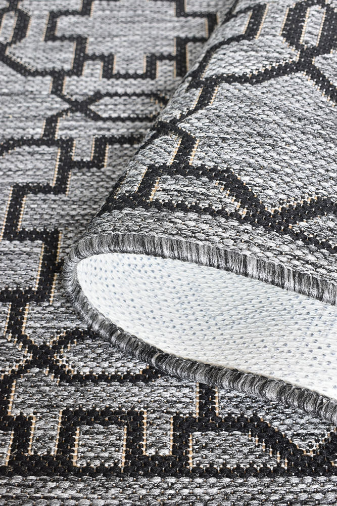 Long Island Star Grey Black Runner Rug