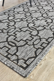 Long Island Star Grey Black Runner Rug