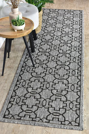 Long Island Star Grey Black Runner Rug