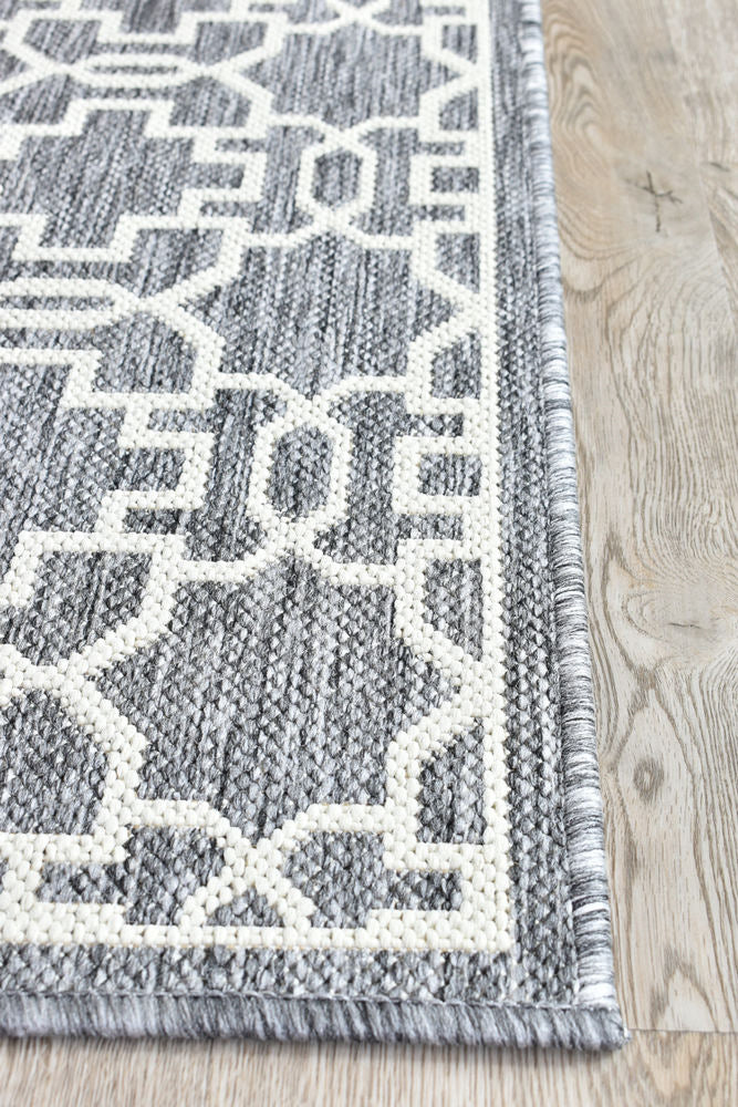 Long Island Star Grey Cream Runner Rug