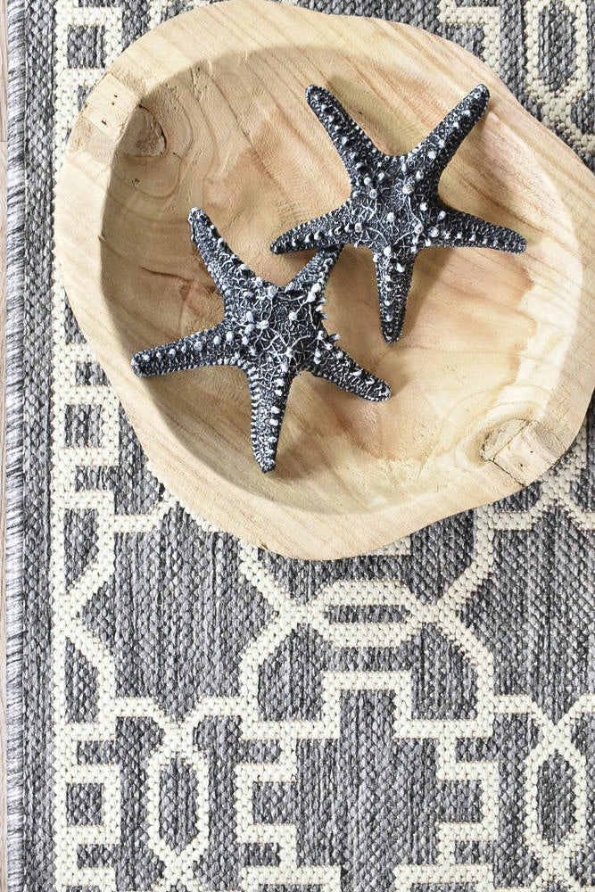 Long Island Star Grey Cream Runner Rug