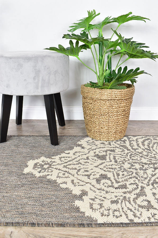 Long Island Sheen Brown Cream Runner Rug