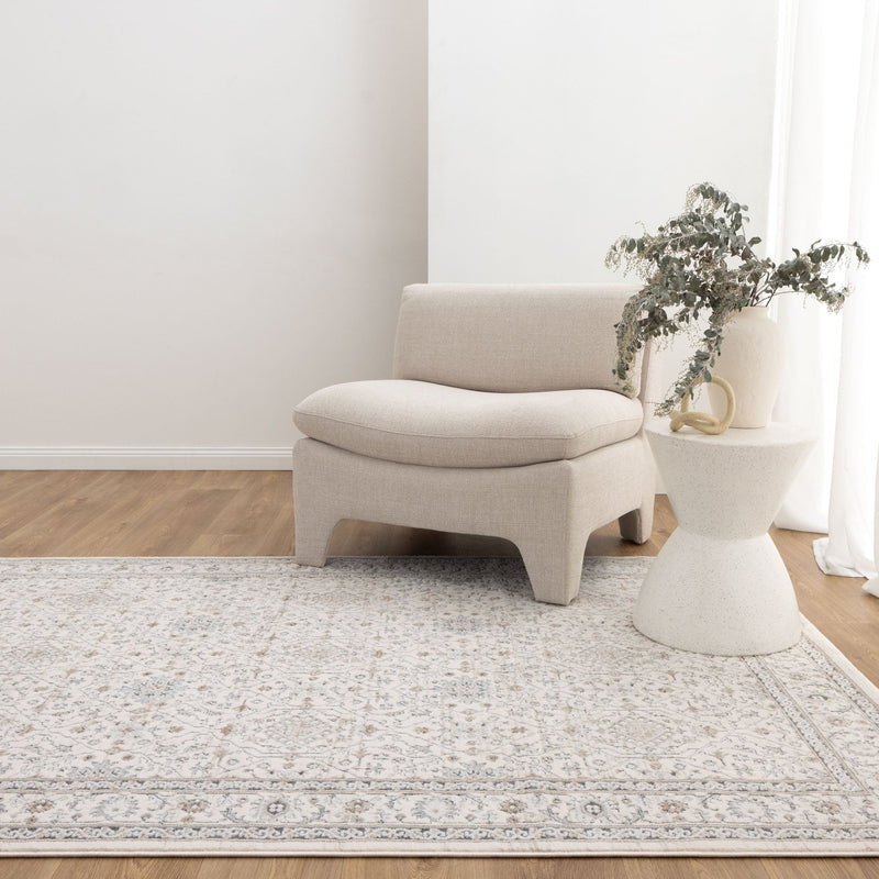 Kekchi Traditional Border Cream and Beige Rug