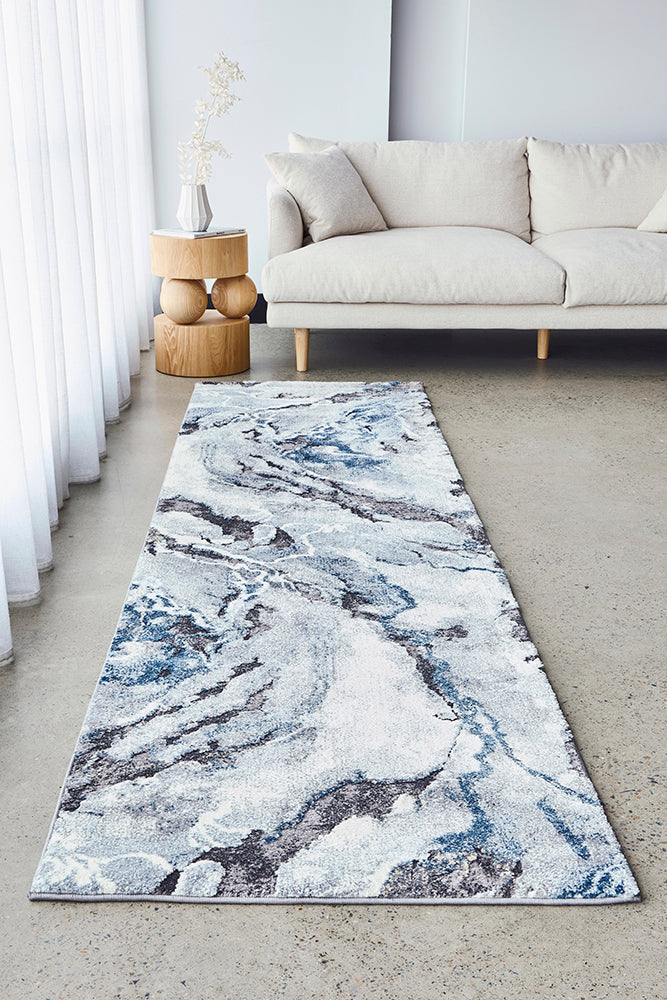 Quartz Element Blue Runner Rug