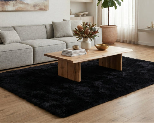Mila Machine Washable Shaggy Black Rug