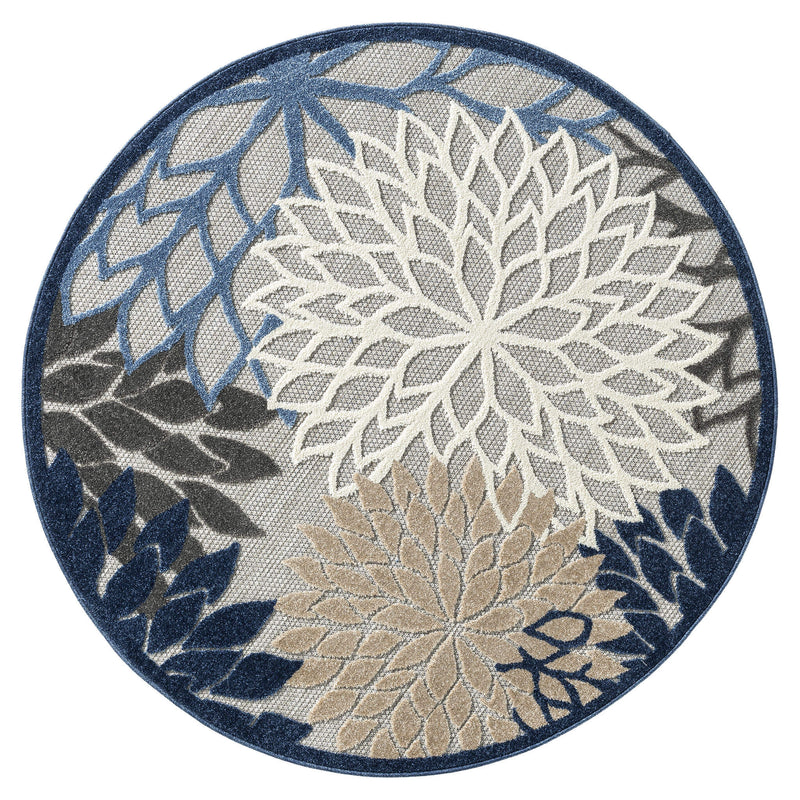 Monaco Forest Grey Blue Round Rug