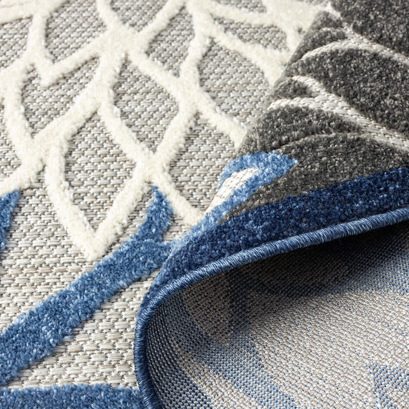 Monaco Forest Grey Blue Round Rug