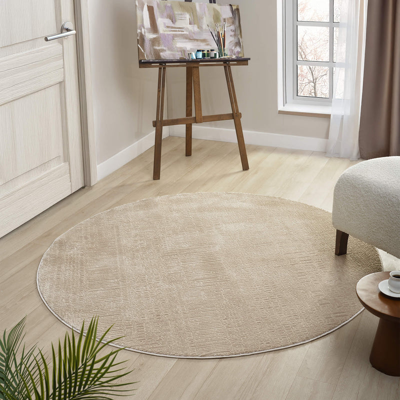 Grand Elegant Fawn Beige Round Rug