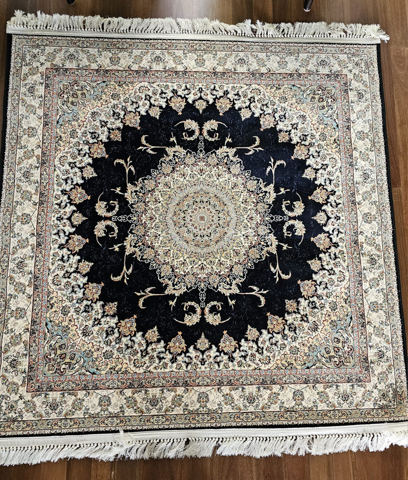 Hakamanesh Aria Persian Black Cream Rug