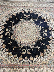 Hakamanesh Aria Persian Black Cream Rug