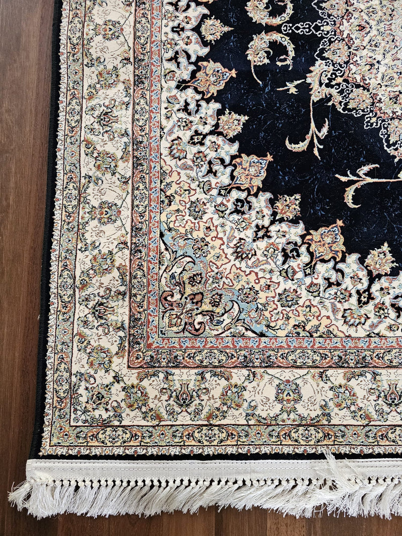 Hakamanesh Aria Persian Black Cream Rug