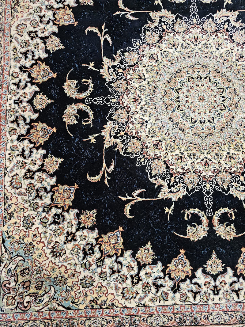 Hakamanesh Aria Persian Black Cream Rug