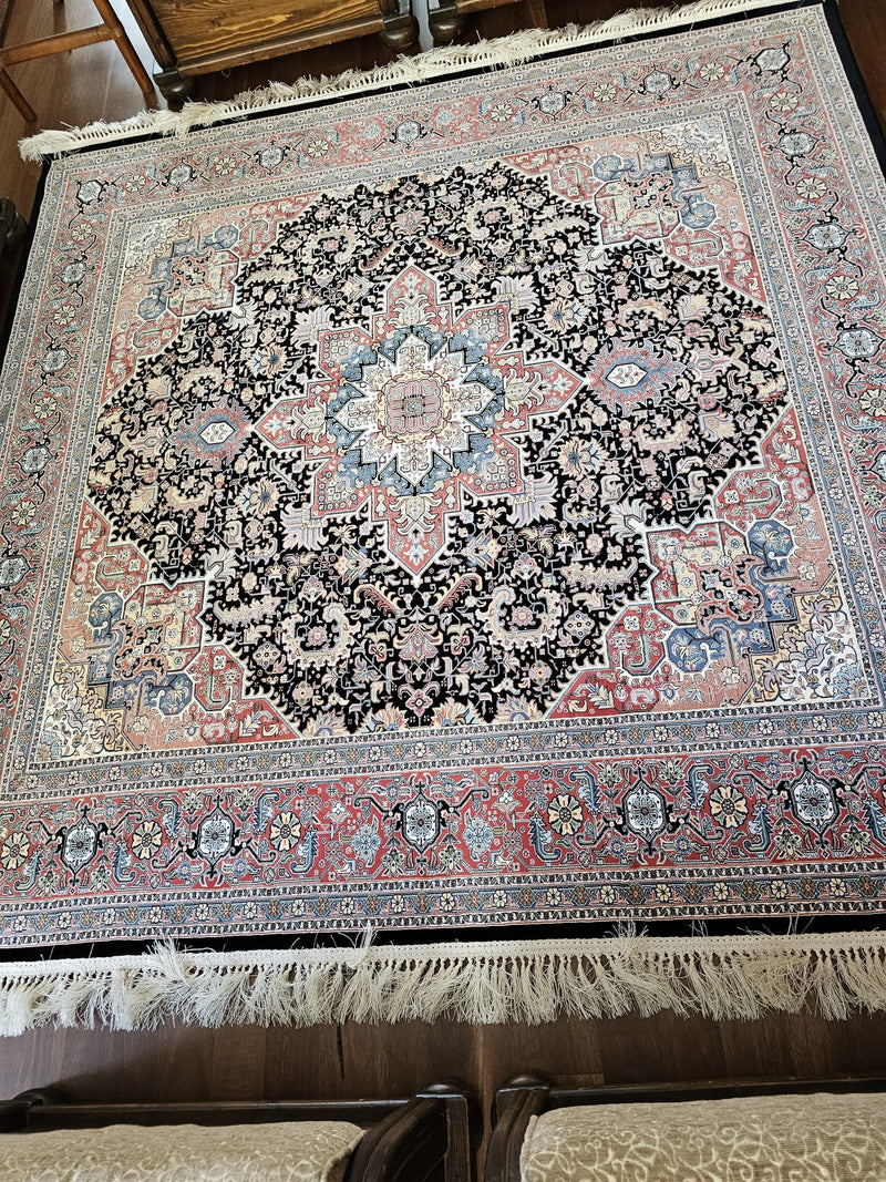 Hakamanesh Kakh Persian Black Red Rug