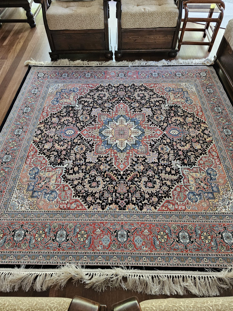 Hakamanesh Kakh Persian Black Red Rug